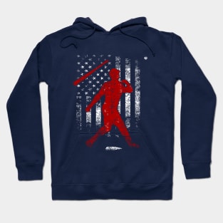 Baseball Funny Bat Flip American Flag Patriotic Baseball Softball Hitter Hoodie